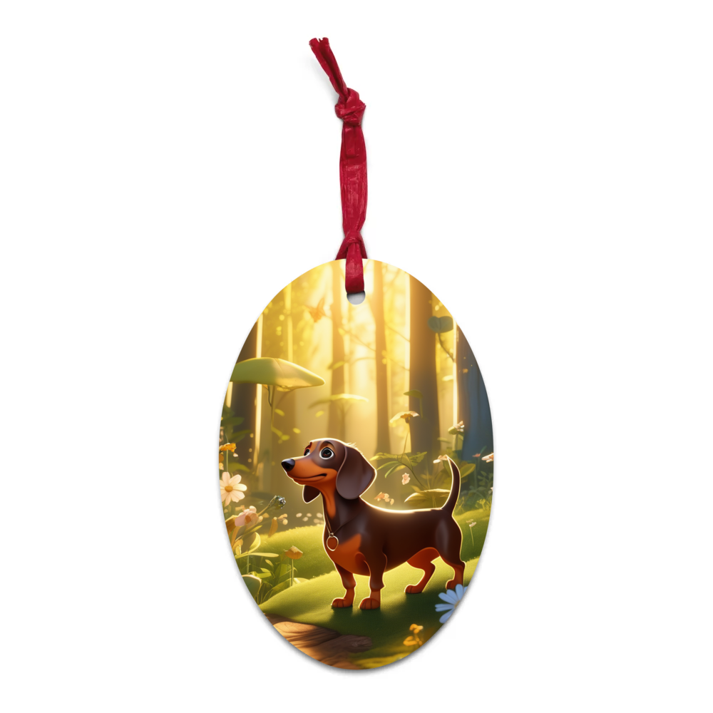 PugMug Custom Tan Dachshund Wooden Ornament