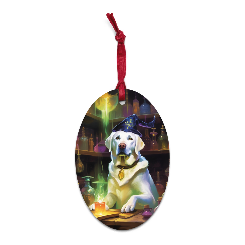 PugMug Custom White Labrador Retriever Wooden Ornament