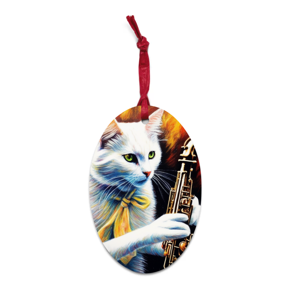 PugMug Custom White Companion Cat Wooden Ornament