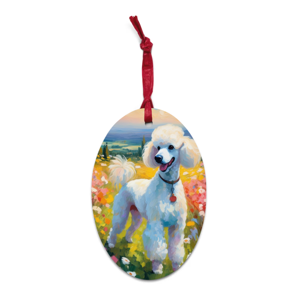 PugMug Custom White Poodle Wooden Ornament
