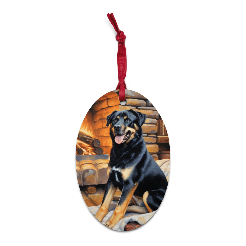 PugMug Custom Blue Wooden Ornament