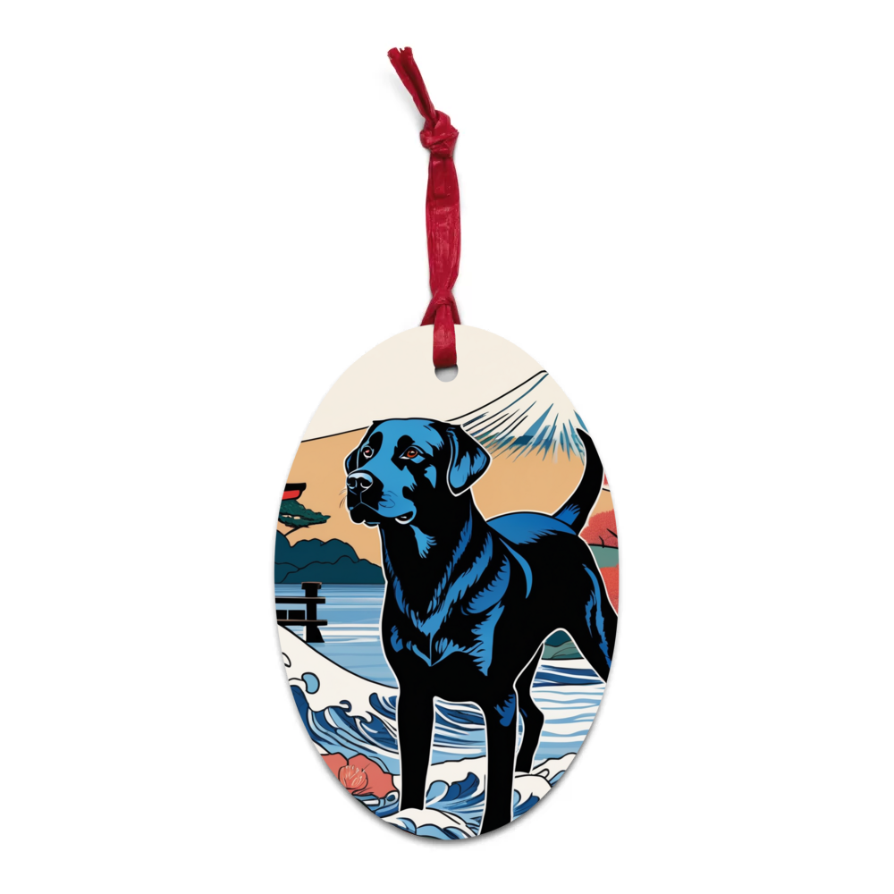 PugMug Custom Black Labrador Retriever Wooden Ornament