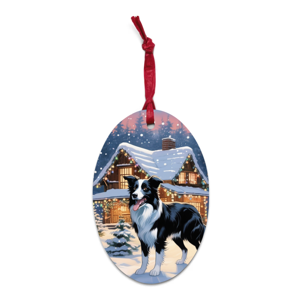 PugMug Custom Border Collie Wooden Ornament
