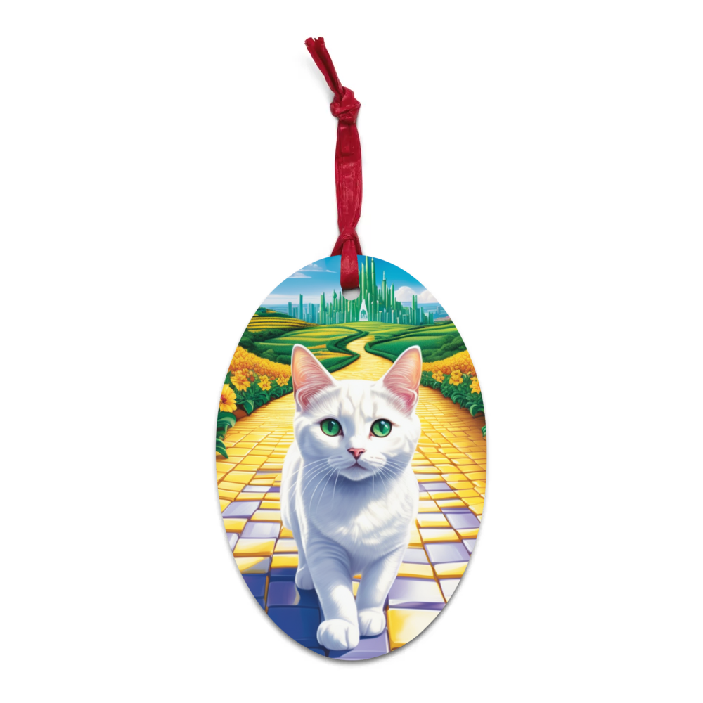 PugMug Custom White Companion Cat Wooden Ornament