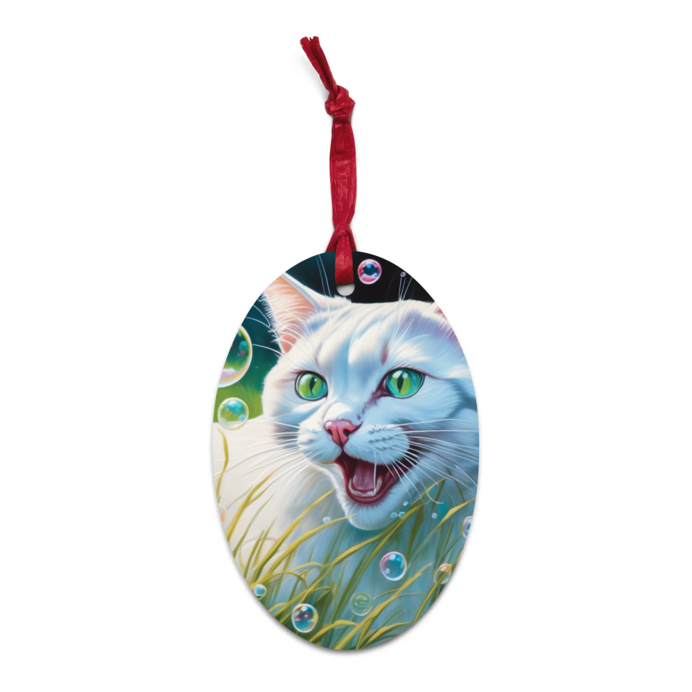 PugMug Custom White Exotic Cat Wooden Ornament