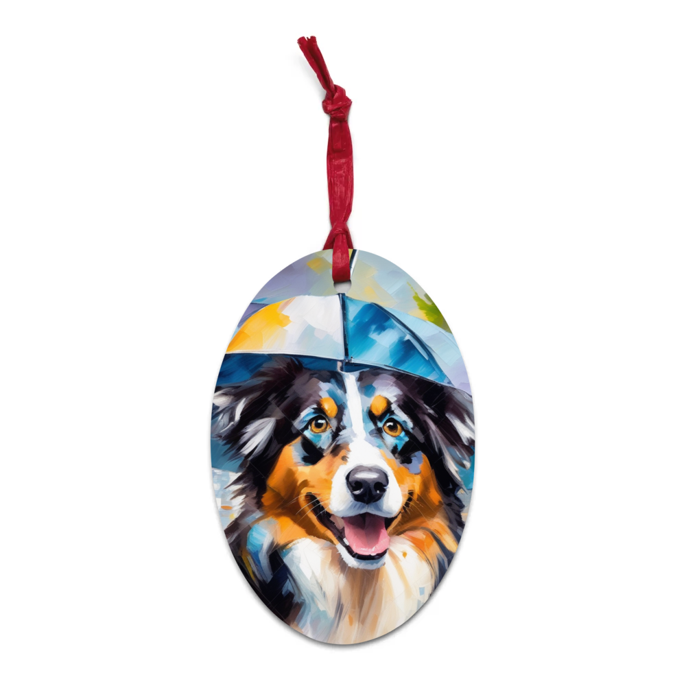PugMug Custom Australian Shepherd Dog Wooden Ornament