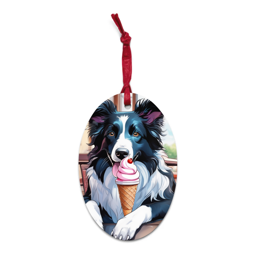 PugMug Custom Border Collie Wooden Ornament