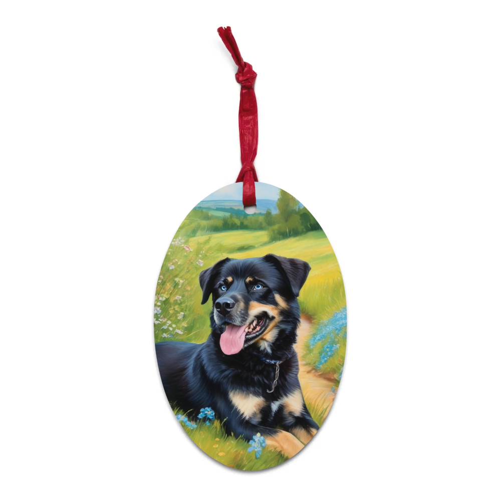 PugMug Custom Blue Wooden Ornament