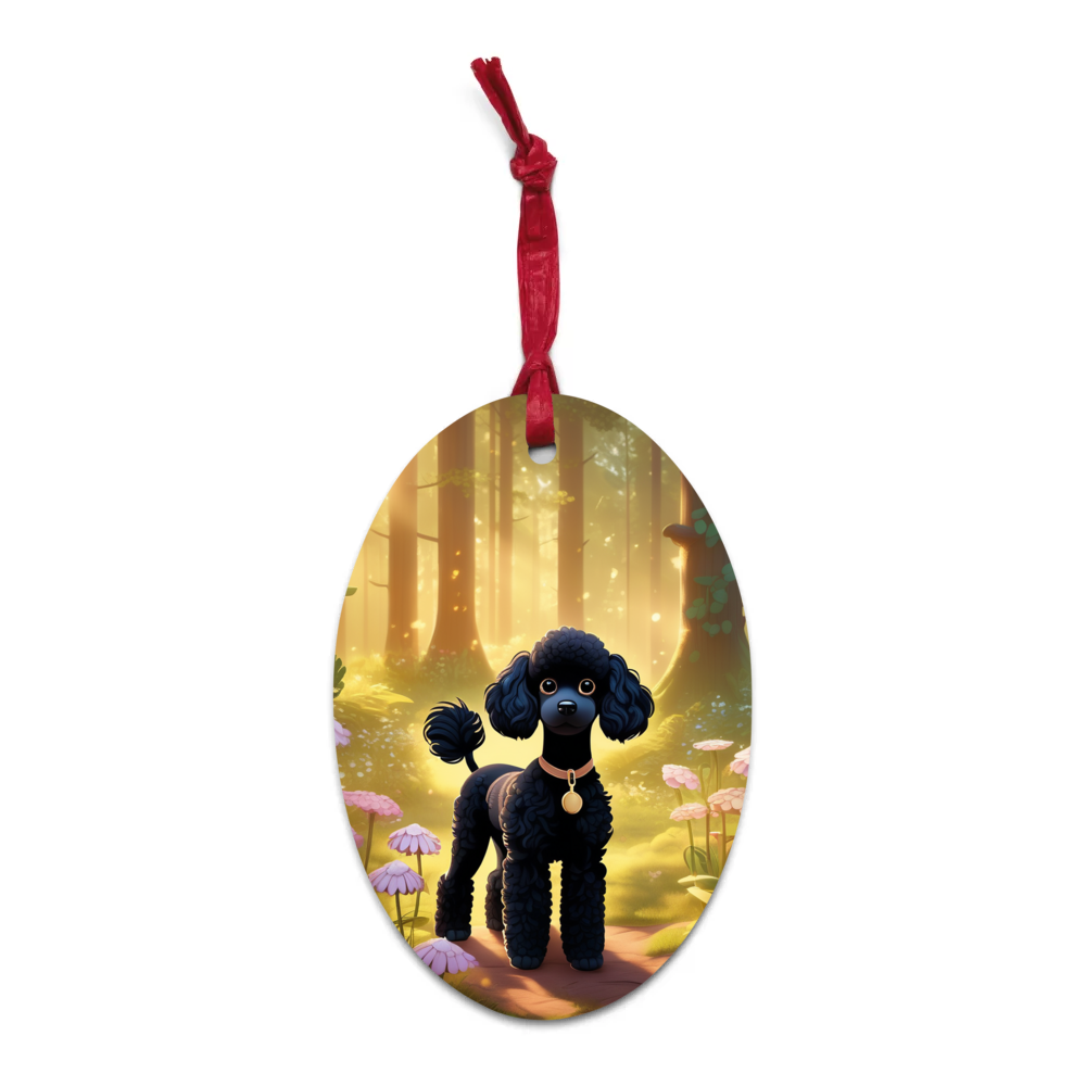 PugMug Custom Black Poodle Wooden Ornament