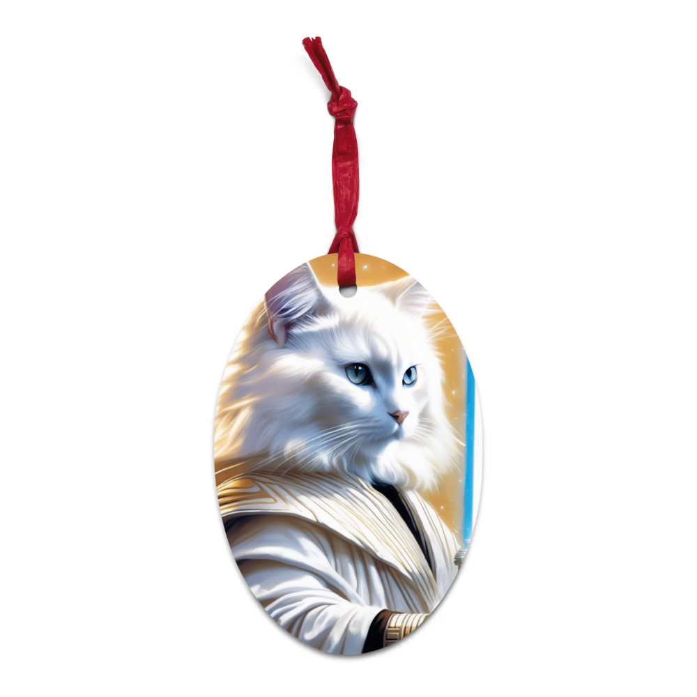 PugMug Custom White Ragdoll Cat Wooden Ornament