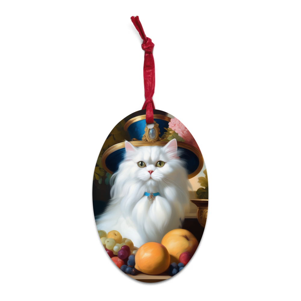 PugMug Custom White Persian Cat Wooden Ornament