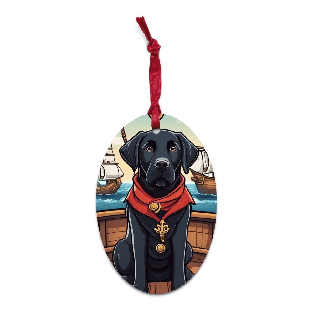 PugMug Custom Black Labrador Retriever Wooden Ornament