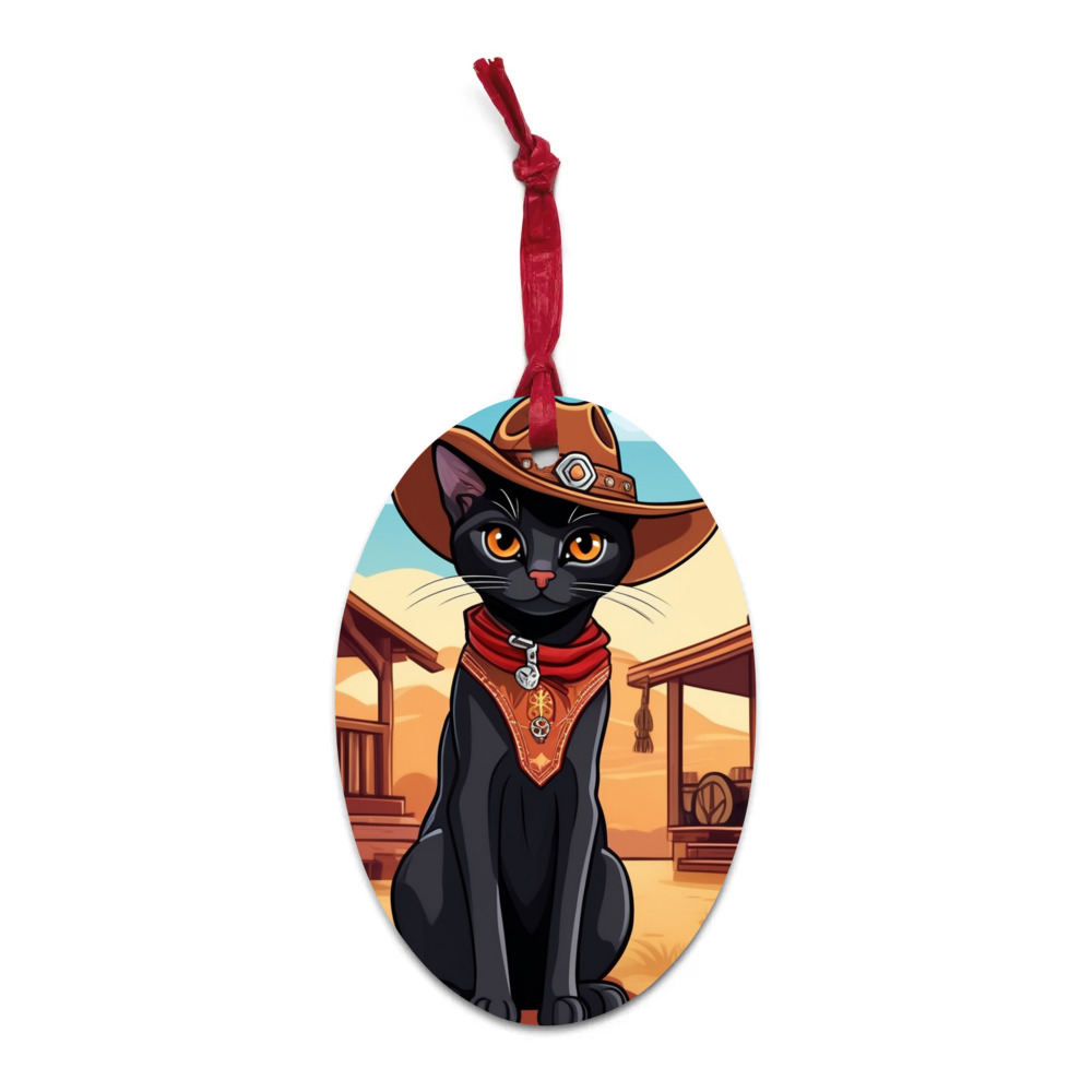 PugMug Custom Black Abyssinian Cat Wooden Ornament