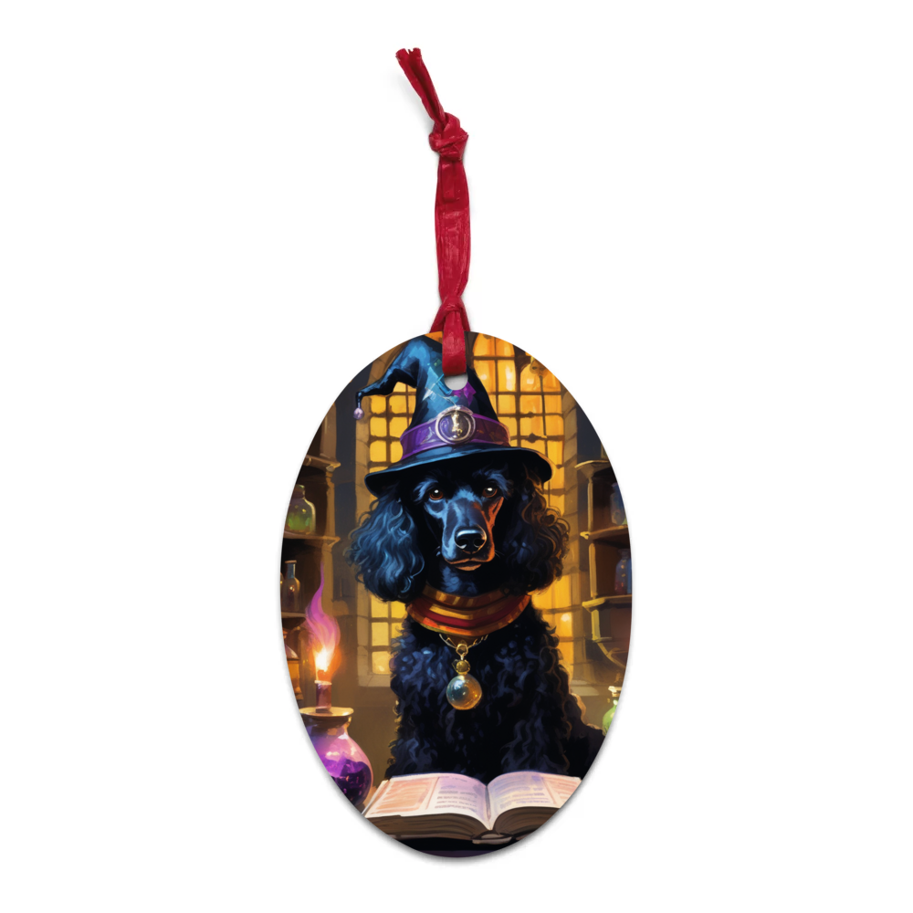 PugMug Custom Black Poodle Wooden Ornament