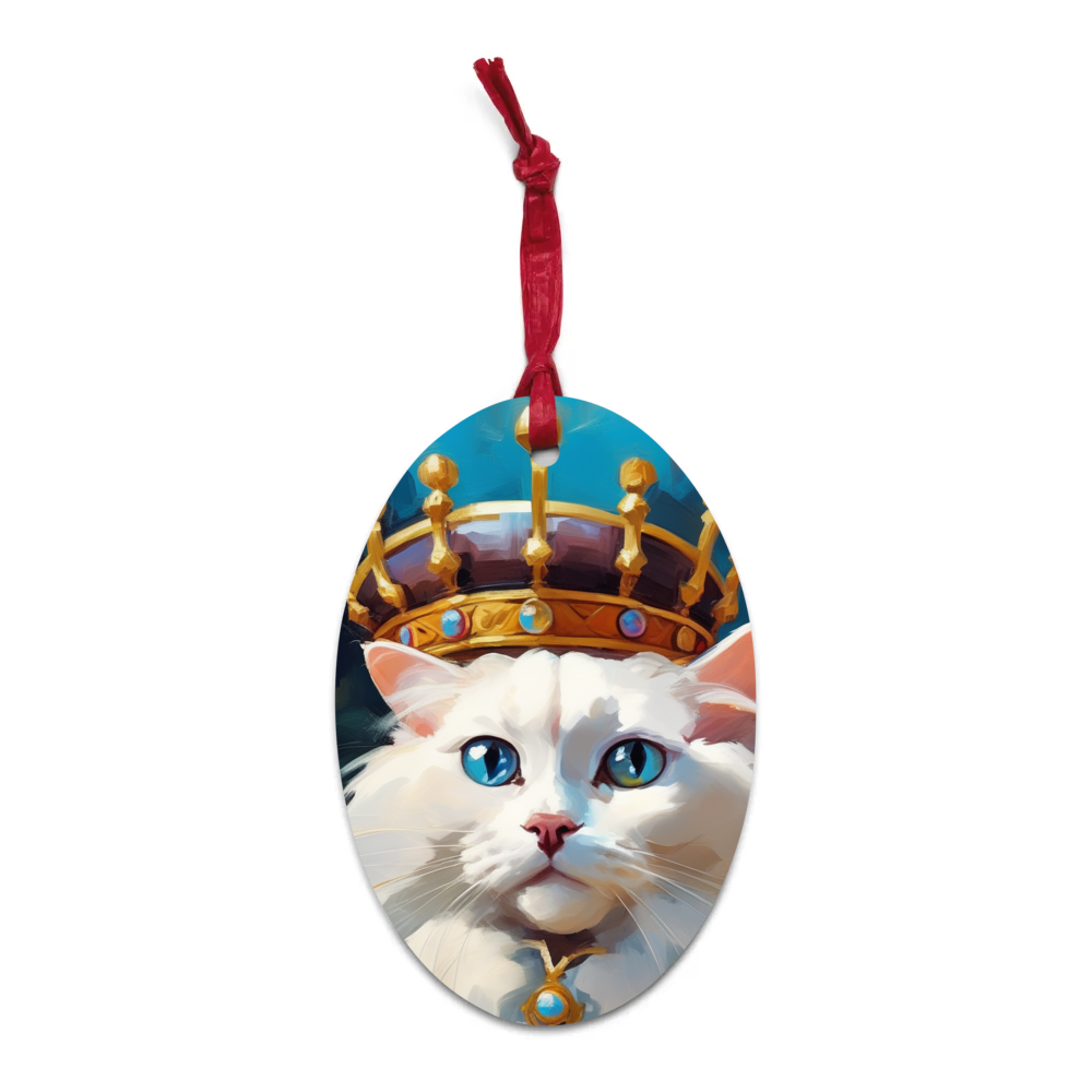 PugMug Custom White Ragdoll Cat Wooden Ornament