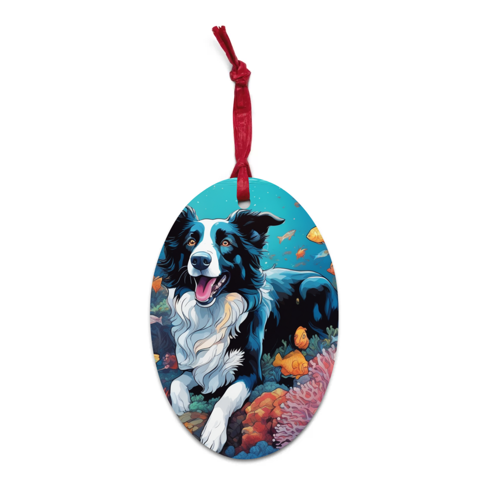 PugMug Custom Border Collie Wooden Ornament