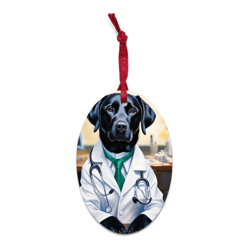 PugMug Custom Black Labrador Retriever Wooden Ornament