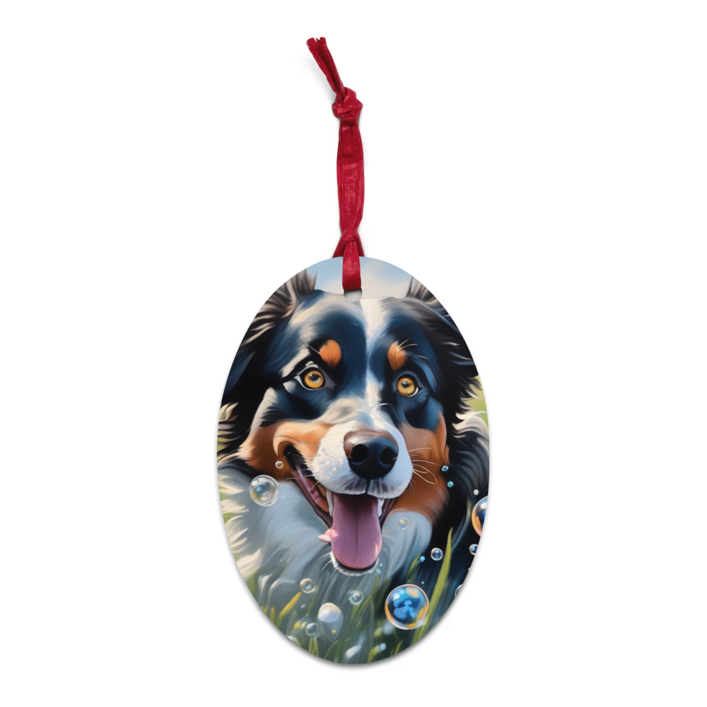 PugMug Custom Miniature American Shepherd Wooden Ornament
