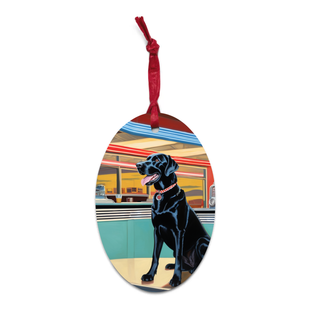 PugMug Custom Black Labrador Retriever Wooden Ornament