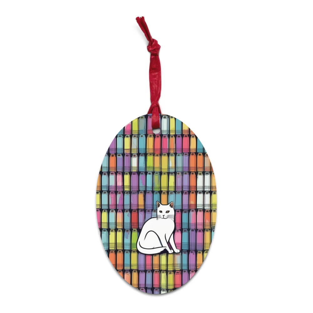 PugMug Custom White Companion Cat Wooden Ornament