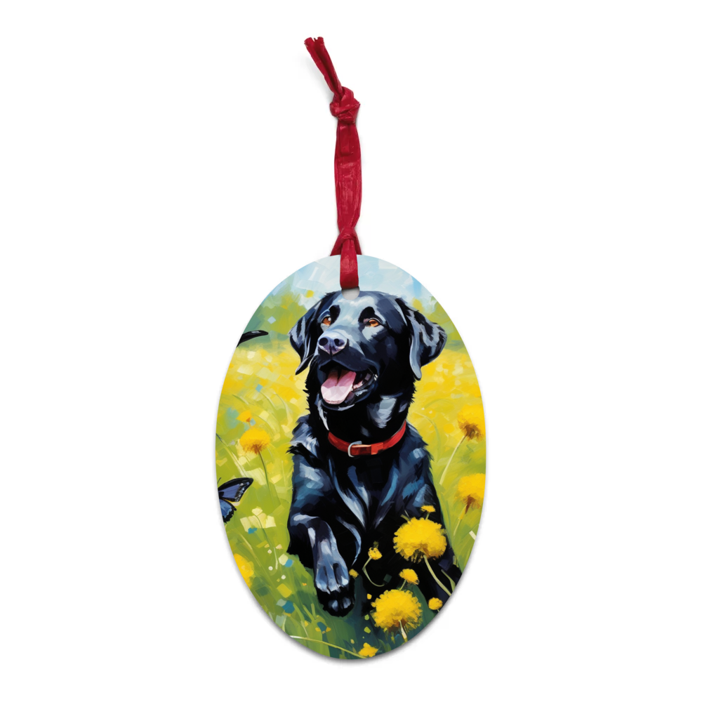 PugMug Custom Black Labrador Retriever Wooden Ornament