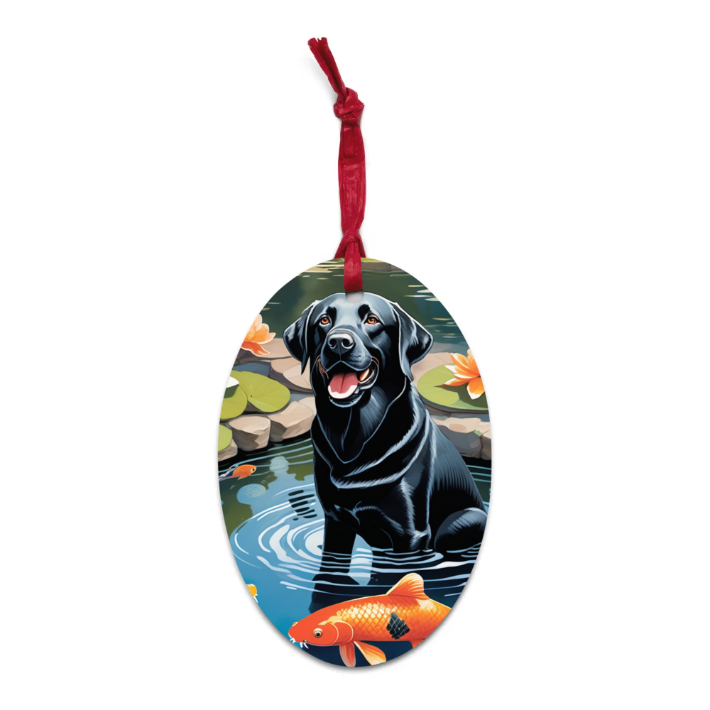 PugMug Custom Black Labrador Retriever Wooden Ornament