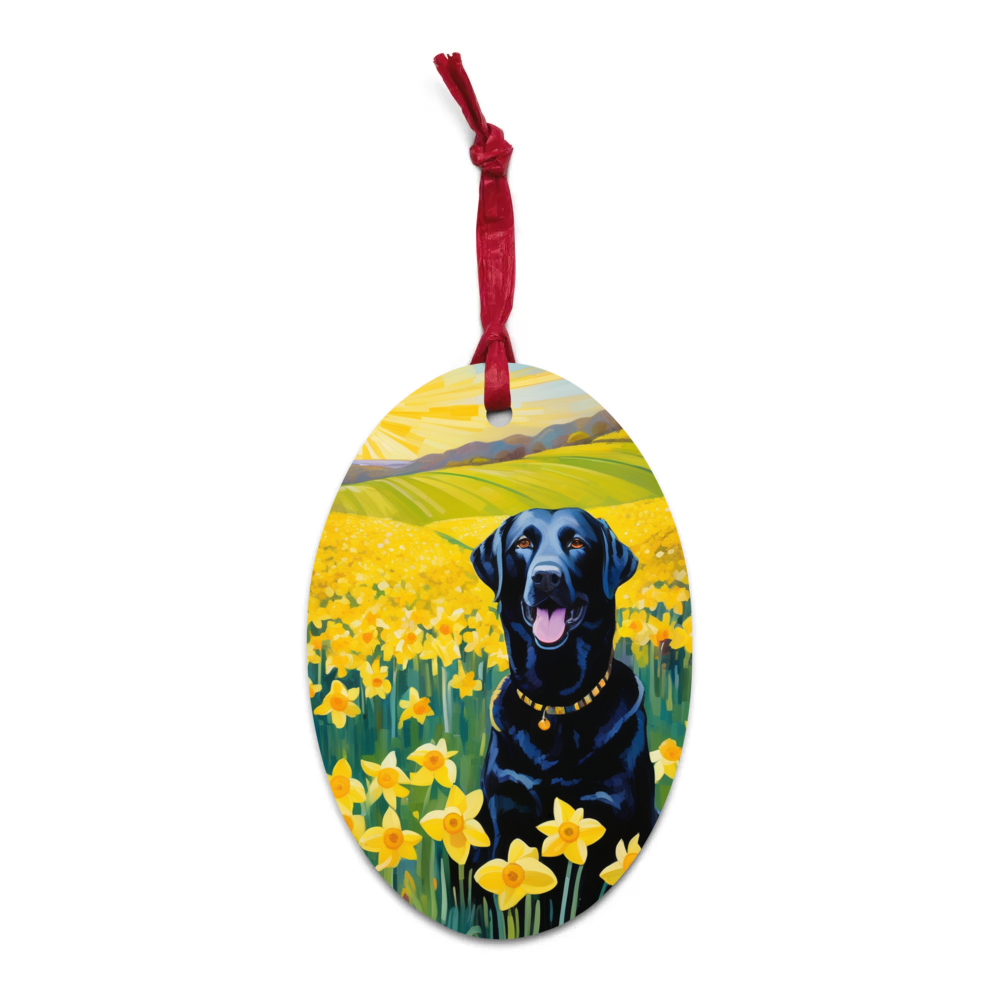 PugMug Custom Black Labrador Retriever Wooden Ornament