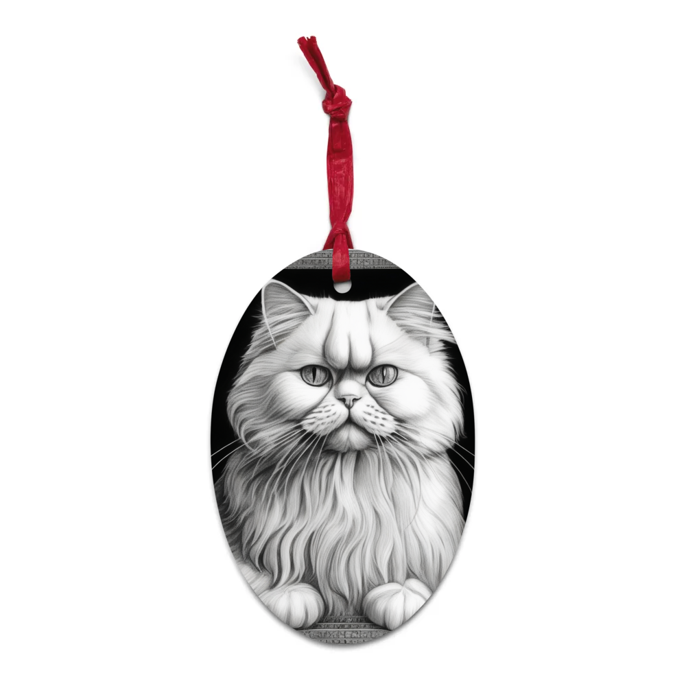PugMug Custom White Persian Cat Wooden Ornament