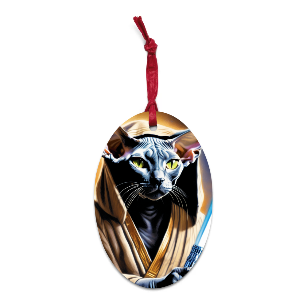 PugMug Custom Black Sphynx Cat Wooden Ornament