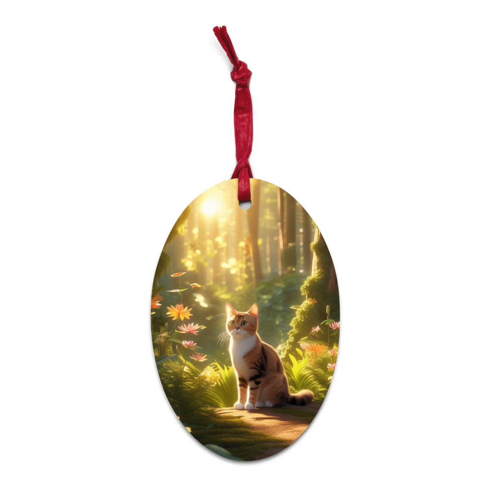 PugMug Custom Tabby Exotic Cat Wooden Ornament