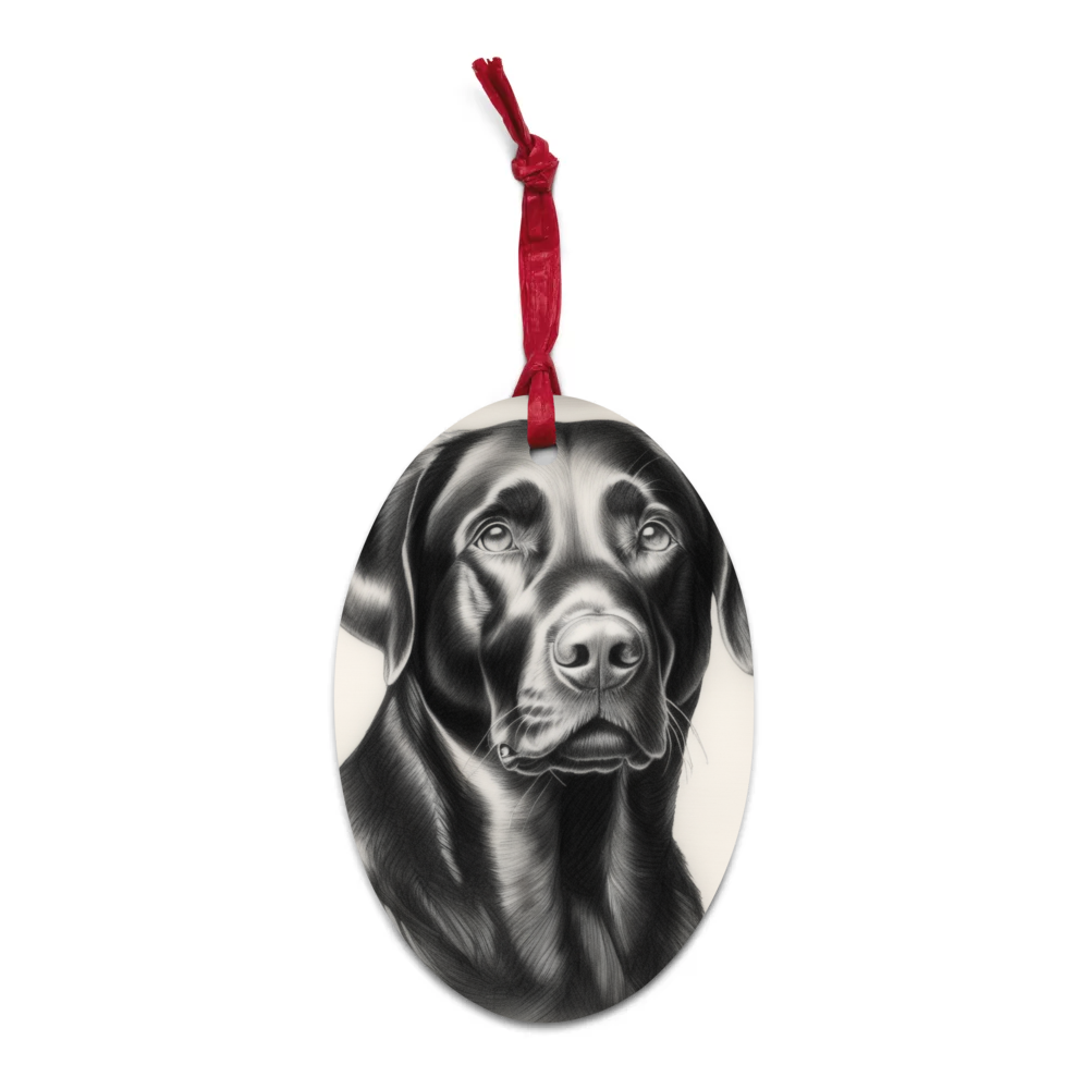 PugMug Custom Black Labrador Retriever Wooden Ornament