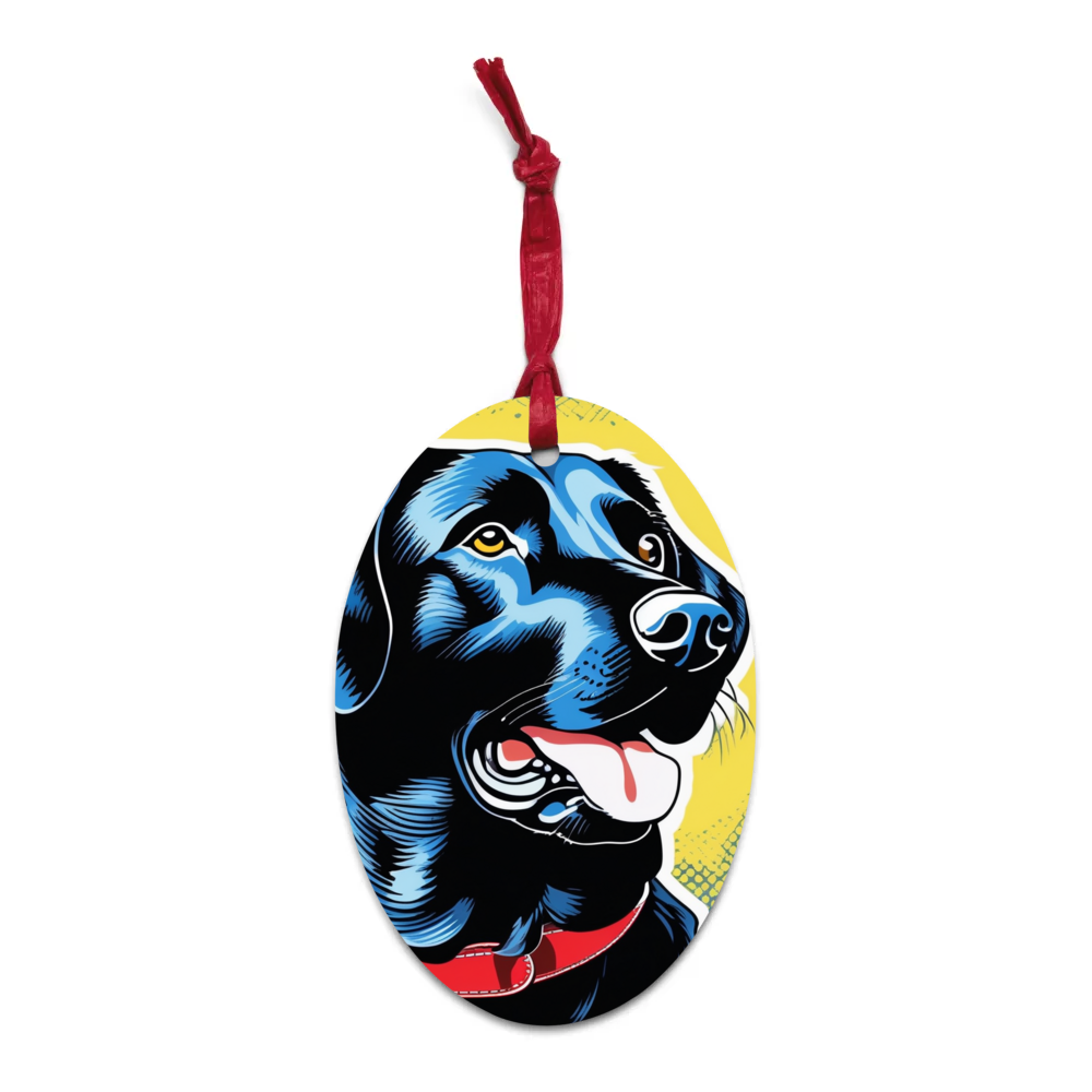 PugMug Custom Black Labrador Retriever Wooden Ornament