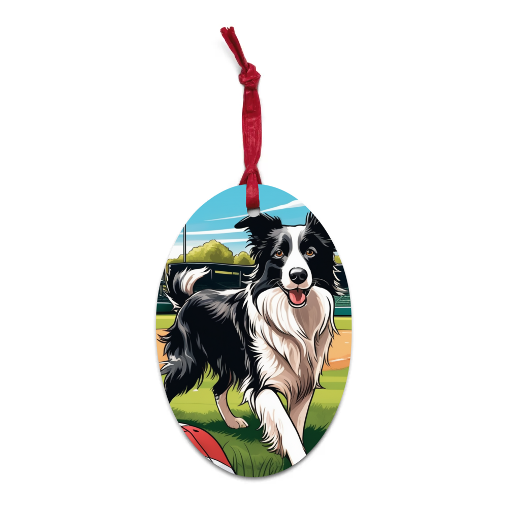 PugMug Custom Border Collie Wooden Ornament