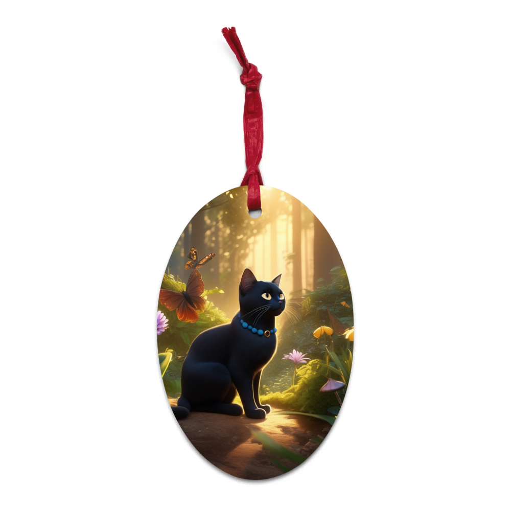 PugMug Custom Black Exotic Cat Wooden Ornament