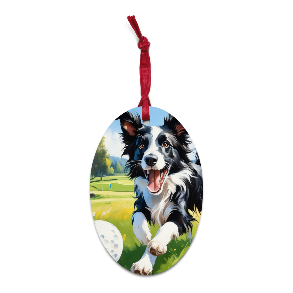 PugMug Custom Border Collie Wooden Ornament