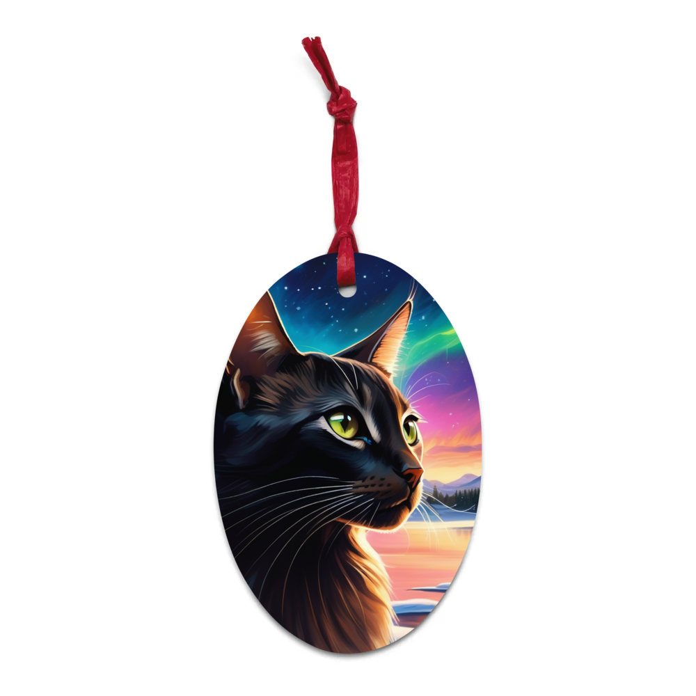 PugMug Custom Black Abyssinian Cat Wooden Ornament