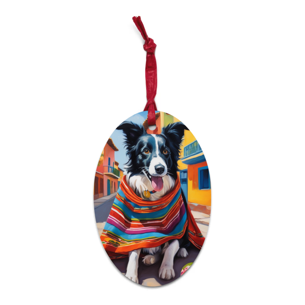 PugMug Custom Border Collie Wooden Ornament