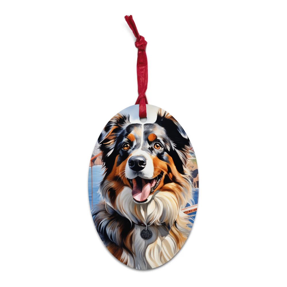 PugMug Custom Australian Shepherd Dog Wooden Ornament