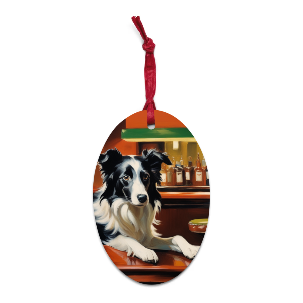 PugMug Custom Border Collie Wooden Ornament
