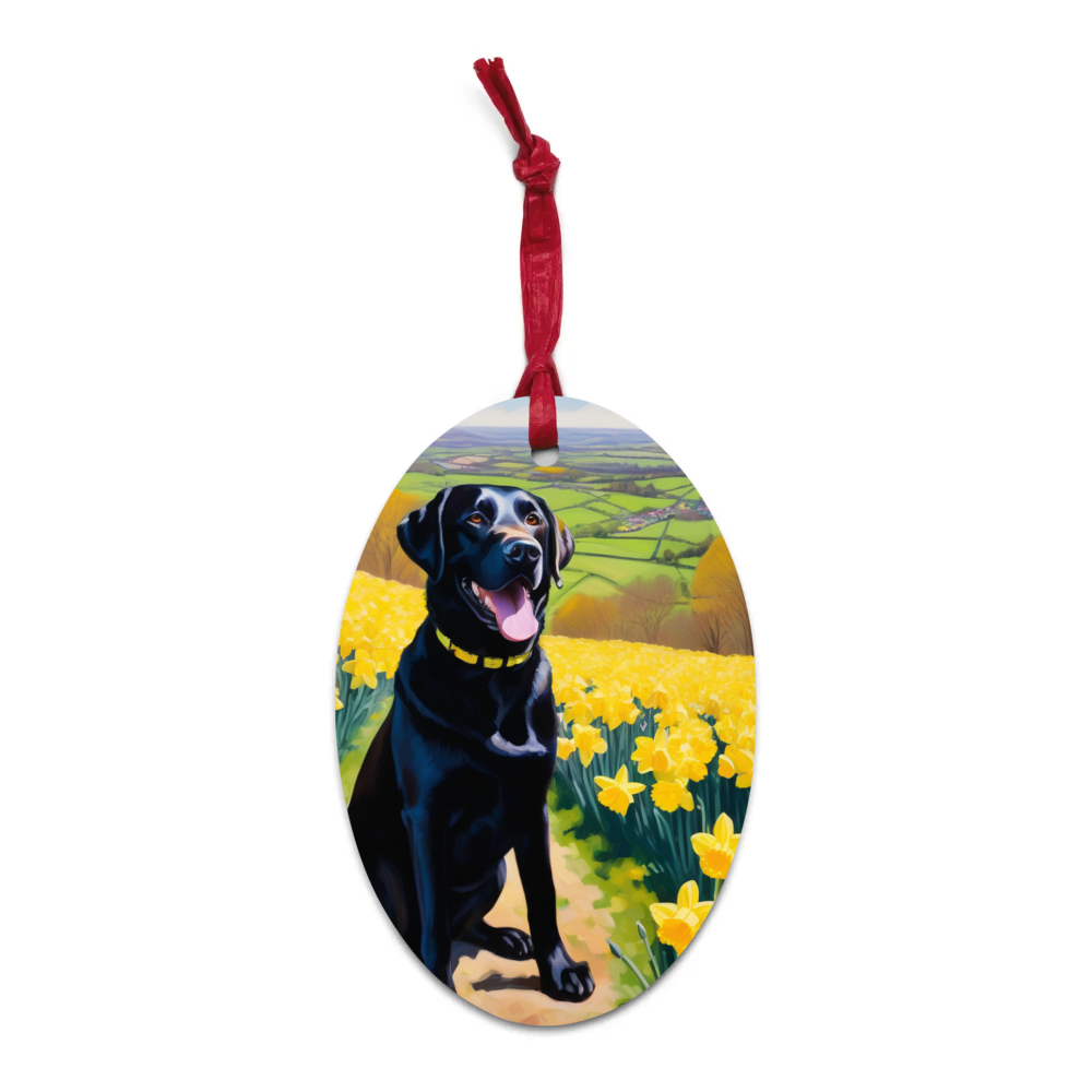 PugMug Custom Black Labrador Retriever Wooden Ornament