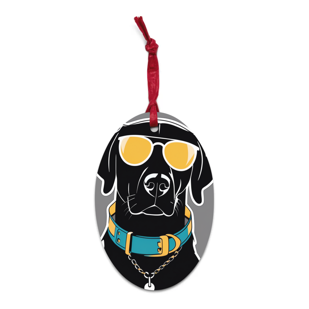 PugMug Custom Black Labrador Retriever Wooden Ornament