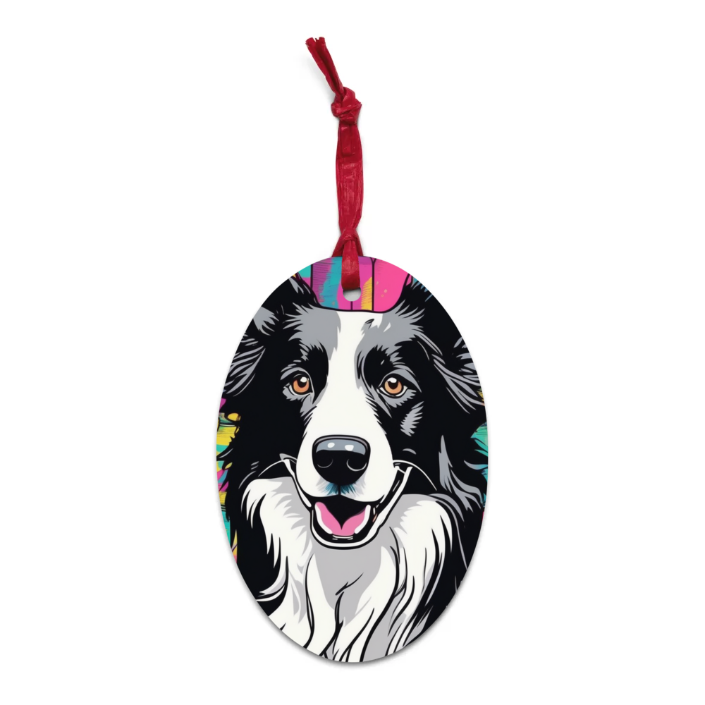 PugMug Custom Border Collie Wooden Ornament
