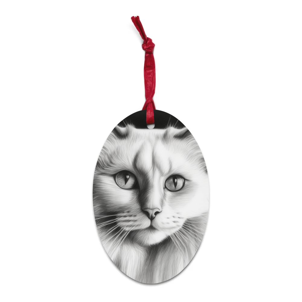 PugMug Custom White Ragdoll Cat Wooden Ornament