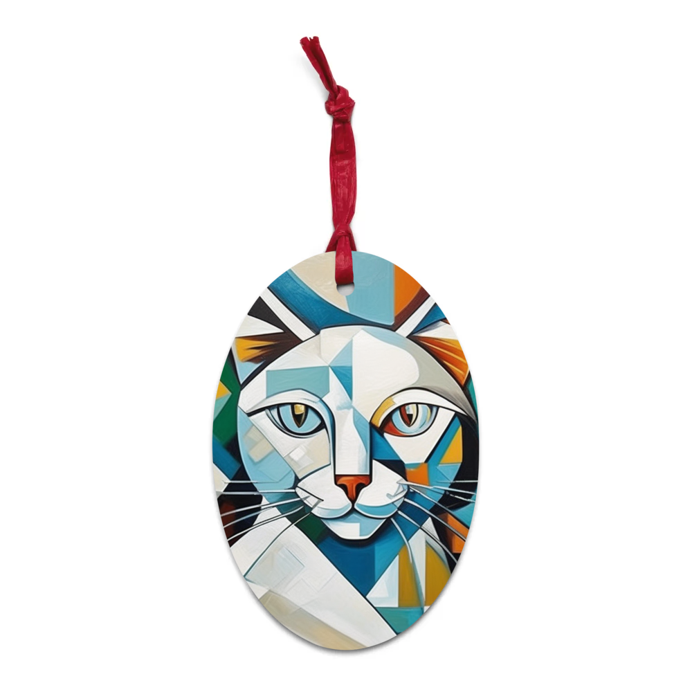 PugMug Custom White Companion Cat Wooden Ornament