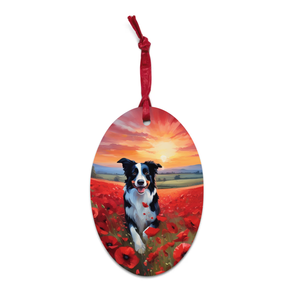 PugMug Custom Border Collie Wooden Ornament