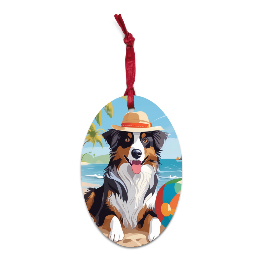 PugMug Custom Australian Shepherd Dog Wooden Ornament