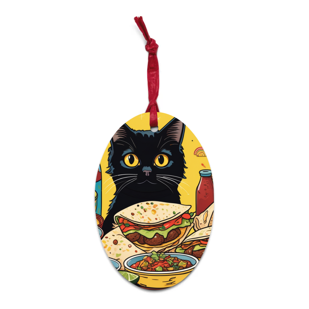 PugMug Custom Black Ragdoll Cat Wooden Ornament