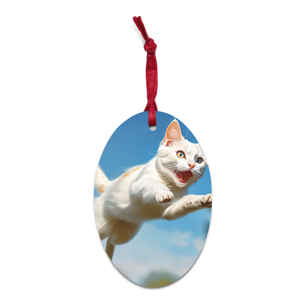 PugMug Custom White Companion Cat Wooden Ornament