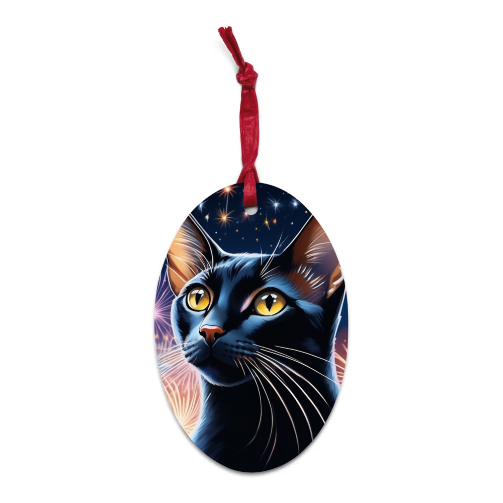 PugMug Custom Black Abyssinian Cat Wooden Ornament