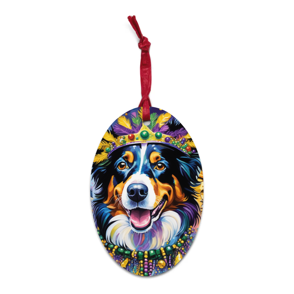 PugMug Custom Border Collie Wooden Ornament
